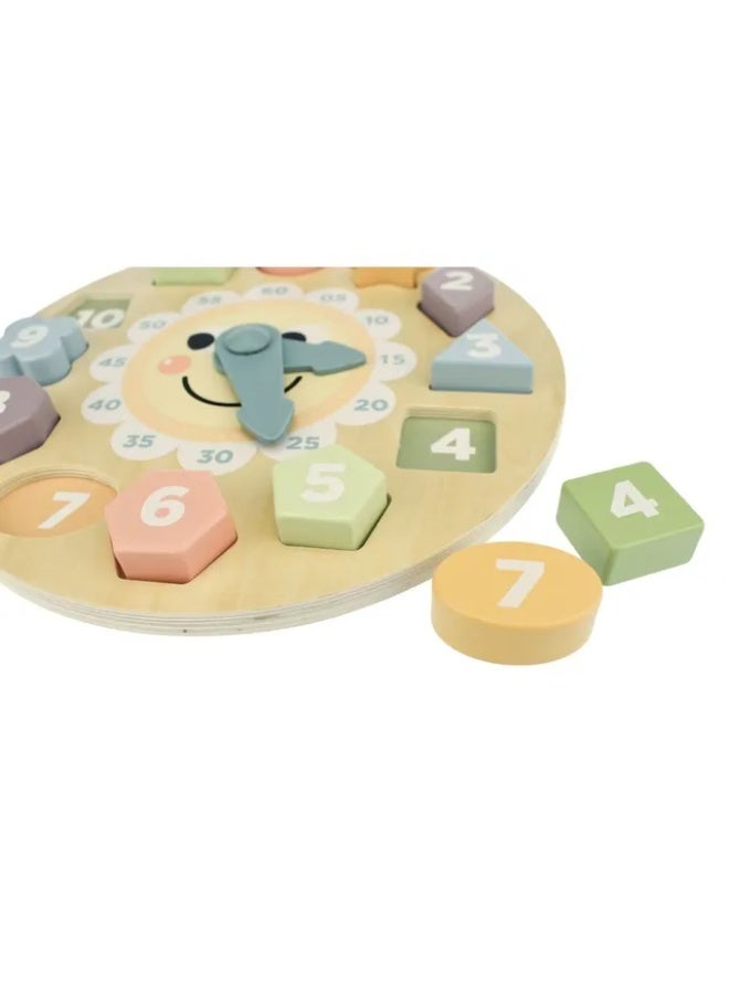 Tooky Toys Wooden Montessori Clock Puzzle - Multicolor - 13 Pcs - Image 3